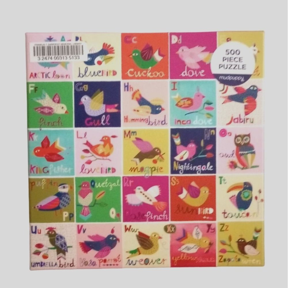 3🧩$20 Birds A-Z 500 Piece Jigsaw Puzzle Mudpuppy Kids